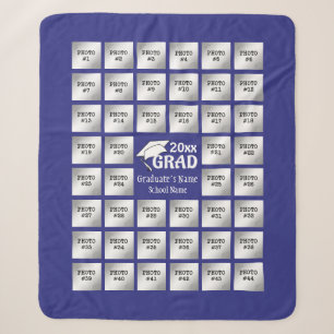 Graduation 44 Photo Collage (Changeable PURPLE) Sherpa Blanket