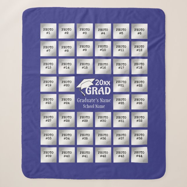 Graduation 44 Photo Collage (Changeable PURPLE) Sherpa Blanket (Front)
