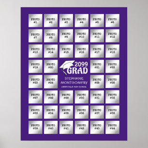 Graduation 44 Photo Collage Party Display   Purple Poster