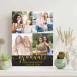Graduation 4 Photo Grid Collage Black and Gold Canvas Print<br><div class="desc">Chic Canvas Print to personalize for your graduate. The photo template is set up for you to add for your favourite photos of your study years. Your photos are displayed in square / instagram format in a simple grid style photo collage. "Graduate" is hand lettered in gold glitter and your...</div>