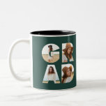Graduation 4 photo modern personalised green Two-Tone coffee mug<br><div class="desc">Graduation 4 photo modern green personalised gift to remember their achievement.</div>