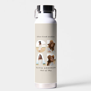 Graduation 4 photo modern personalised natural water bottle