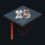 Graduation 4 photo modern personalised navy blue cap topper<br><div class="desc">Graduation 4 photo modern navy blue and white personalised unique simple tassel topper.</div>