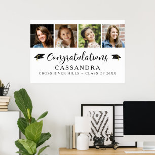 Graduation 4 Photos Congratulations Graduate Name Poster