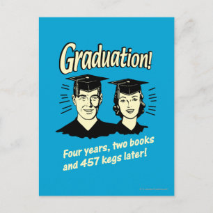 Graduation: 4 Years, 2 Books Announcement Postcard
