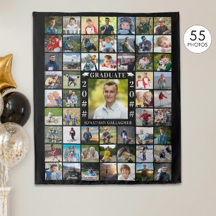 Graduation 55 Photo Collage Custom Colour Backdrop Tapestry