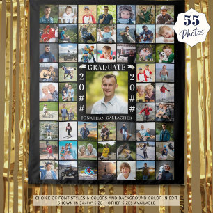 Graduation 55 Photo Collage Custom Colour Backdrop Tapestry