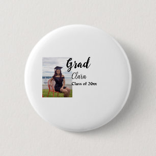 Graduation add name class of 20xx congrats add pho 2 inch round button