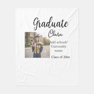 Graduation add name class of 20xx congrats add pho fleece blanket