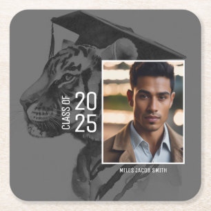 Graduation Add Your Photo Square Paper Coaster