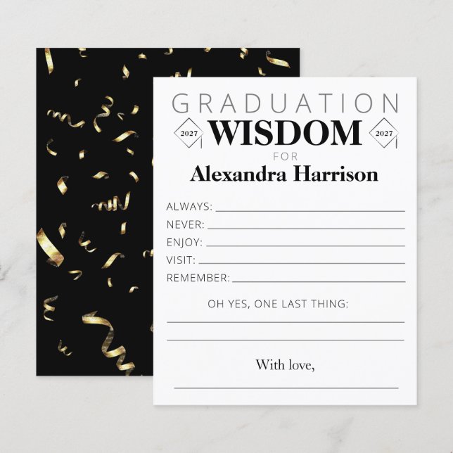 Graduation Advice Keepsake Card | Black Gold (Front/Back)