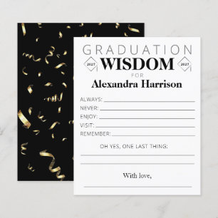 Graduation Advice Keepsake Card   Black Gold