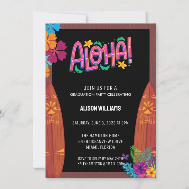 Graduation Aloha Invitations (Front)