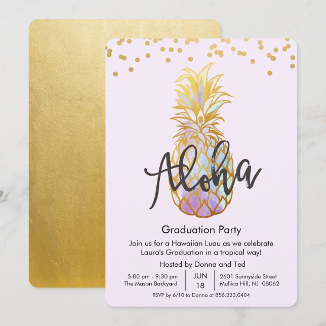 Graduation Aloha Luau Party Invitation (Front/Back)