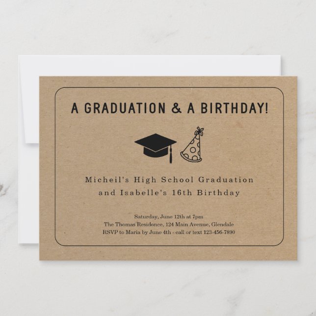Graduation and Birthday Party Joint Invitation (Front)
