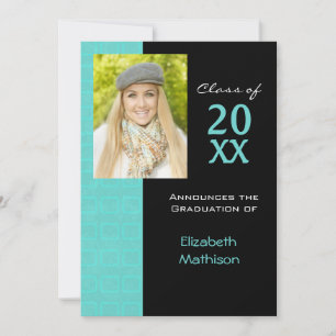 Graduation Announcement Aqua Photo Invitation