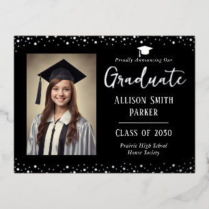 Graduation Announcement Black and Silver Photo