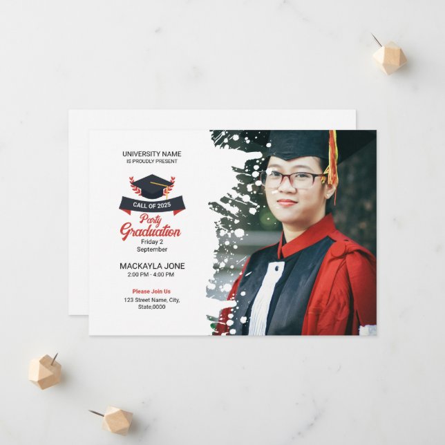Graduation Announcement Card Template (Front/Back In Situ)