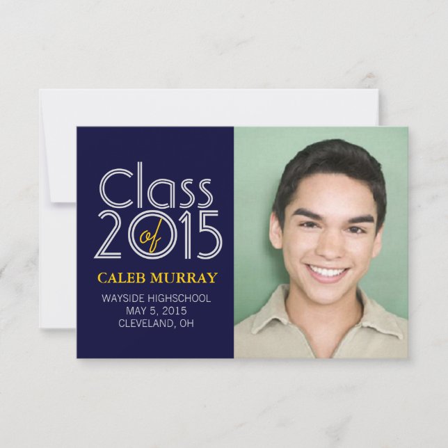 Graduation Announcement | Class of Year |blyellow (Front)