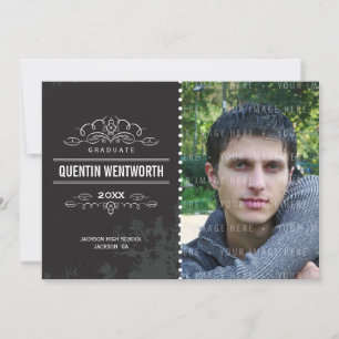 GRADUATION ANNOUNCEMENT cool grunge vintage black