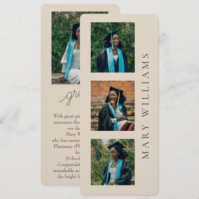 Graduation Announcement Customizable Photos & Text (Front/Back)