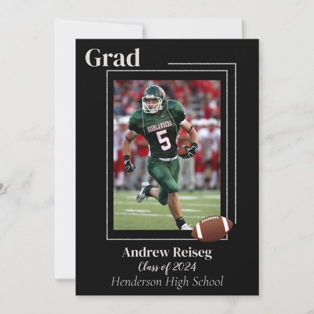 Graduation Announcement for Football Player (Front)