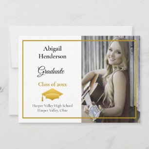 Graduation Announcement Gold Cap and Photo