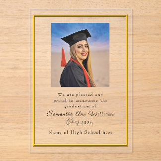 Graduation Announcement High School acrylic card