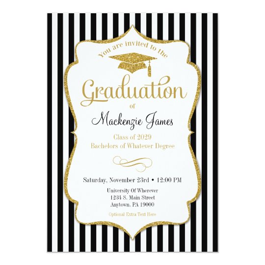 Graduation Announcement Invitation Elegant Stripe