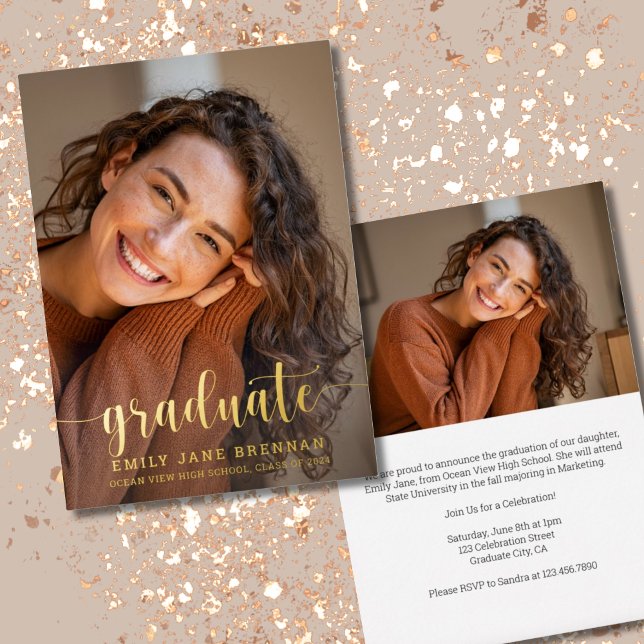 Graduation Announcement Invitation Grad Photo Card (Creator Uploaded)
