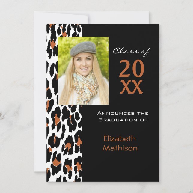 Graduation Announcement Leopard Photo Invitation (Front)