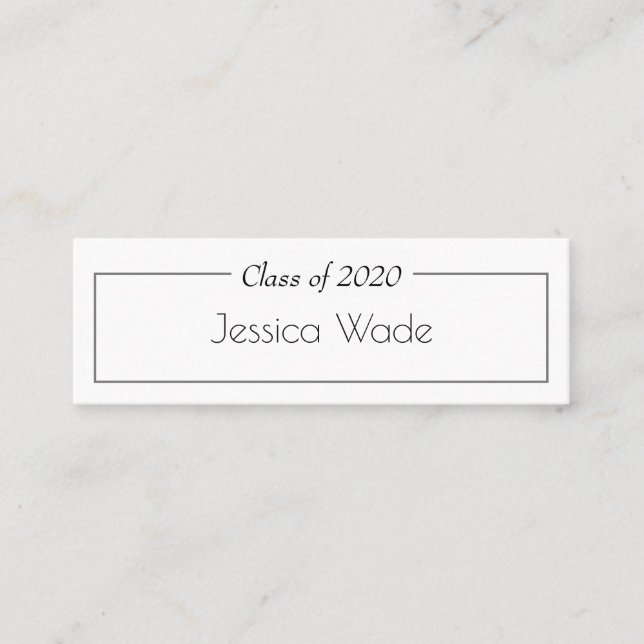 Graduation Announcement Name Card Rose Gold Stripe (Front)