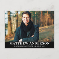 Graduation Announcement Photo Blk Postcard