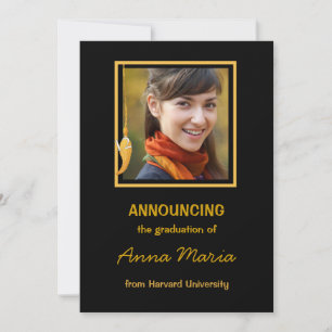 Graduation Announcement Photo Gold Invitation