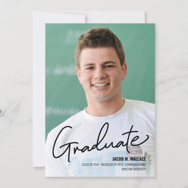 Graduation Announcement Photo Male Graduate (Front)