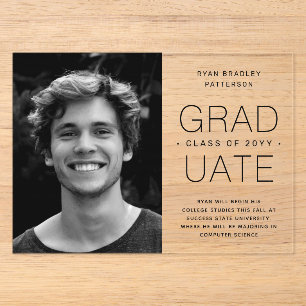 Graduation Announcement Photo Modern Minimalist