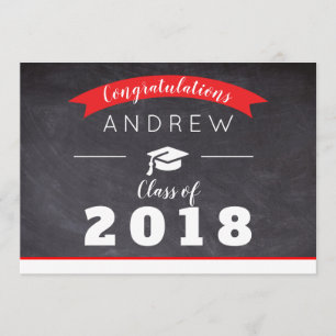 Graduation Announcement Red Black no photo