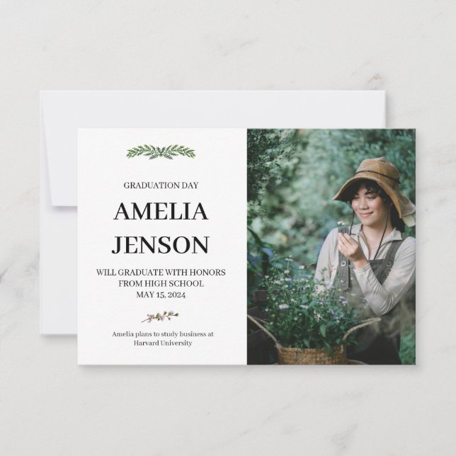 Graduation Announcement with Soft Botanical (Front)