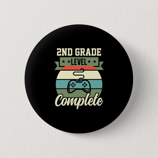 Graduation Art | 2nd Grade Level Complete 2 Inch Round Button (Front)