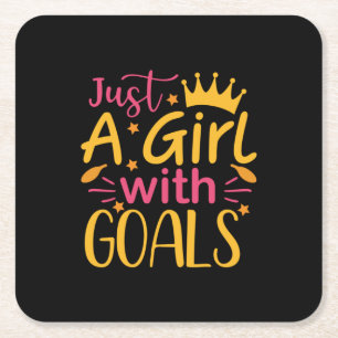 Graduation Art   Just A Girl With Goals Square Paper Coaster