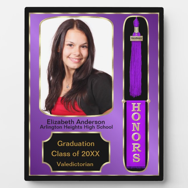 Graduation Avec Honors Plaque Photo Purple (Devant)