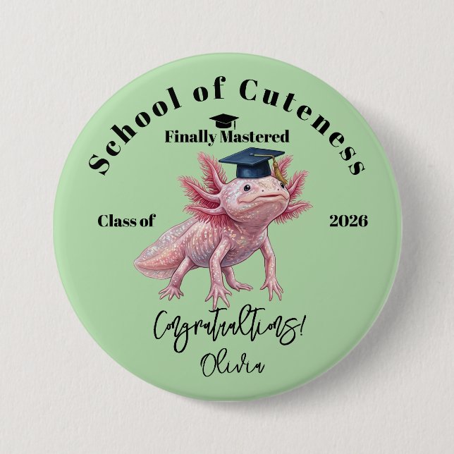 Graduation Axolotl Button - Fun Grad Family Pride (Front)
