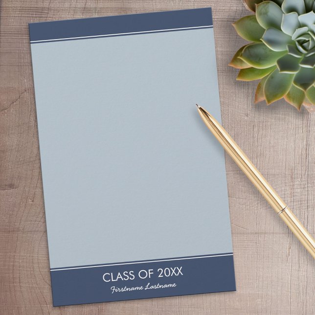 Graduation - Basic Navy Border with Class of Stationery (Personalized Stationery)