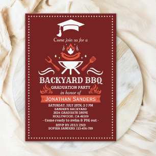 Graduation BBQ Backyard Rustic Invitation