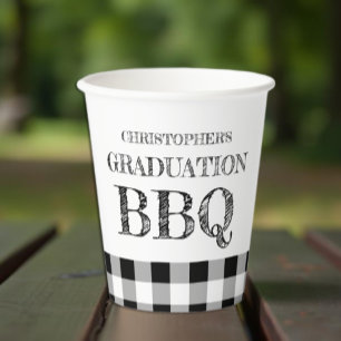 Graduation BBQ Gingham Paper Cups