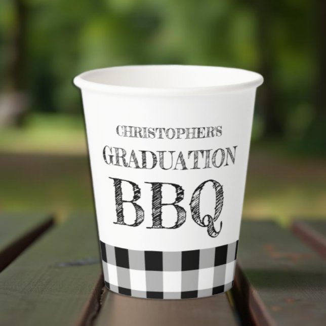 Graduation BBQ Gingham Paper Cups (Creator Uploaded)