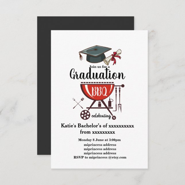 Graduation BBQ invitation, grad party Invitation (Front/Back)