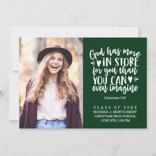 Graduation Bible Verse Photo White Script Green Announcement