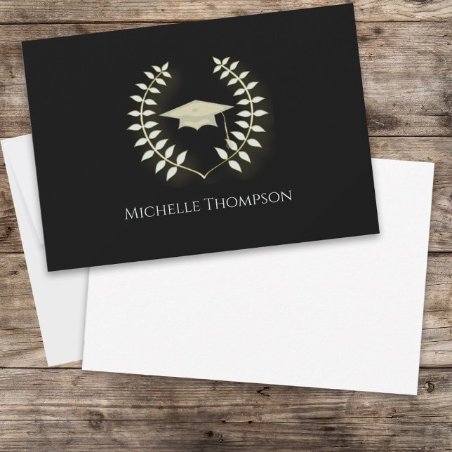 Graduation Black and Gold Blank  Thank You Card (Creator Uploaded)
