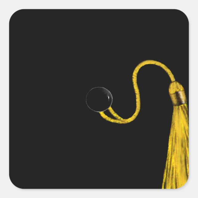 Graduation Black and Gold Square Sticker (Front)